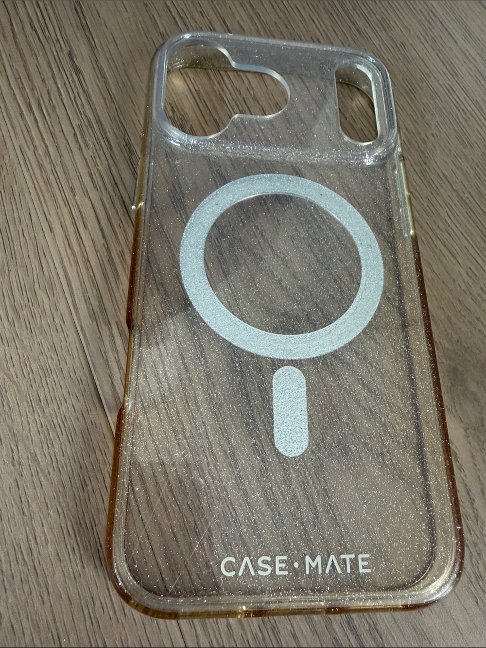 case-mate Clear Glitter MagSafe Phone Case - Gold Trim